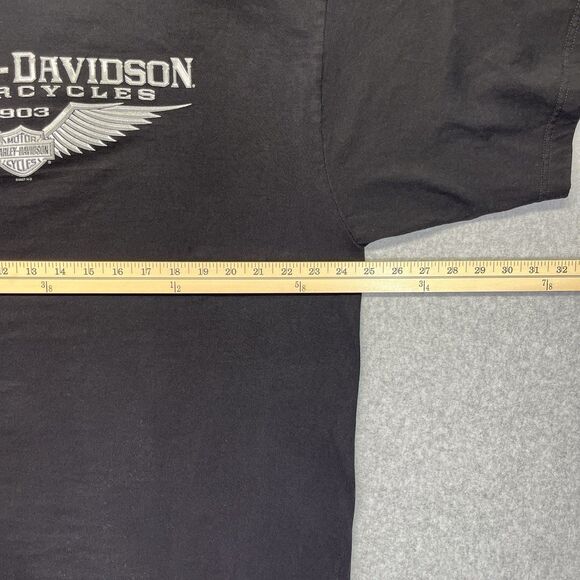 Harley Davidson T-Shirt Men’s 2XL Black USA Made 2007 Front Back Graphic Y2K - Picture 10 of 12